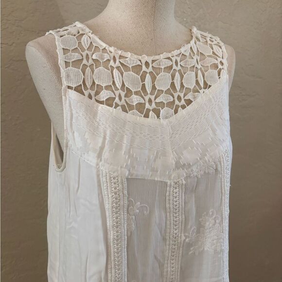 Knox Rose White Cotton Embroidered Lace Sleeveless Dress sz Small - Picture 4 of 9